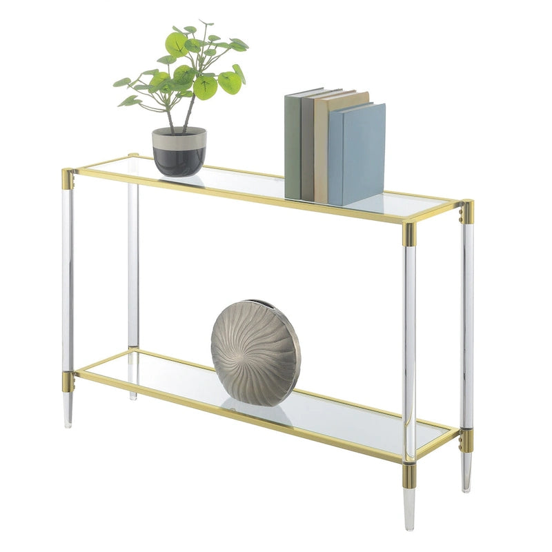 2 Tier Acrylic Glass Console Table