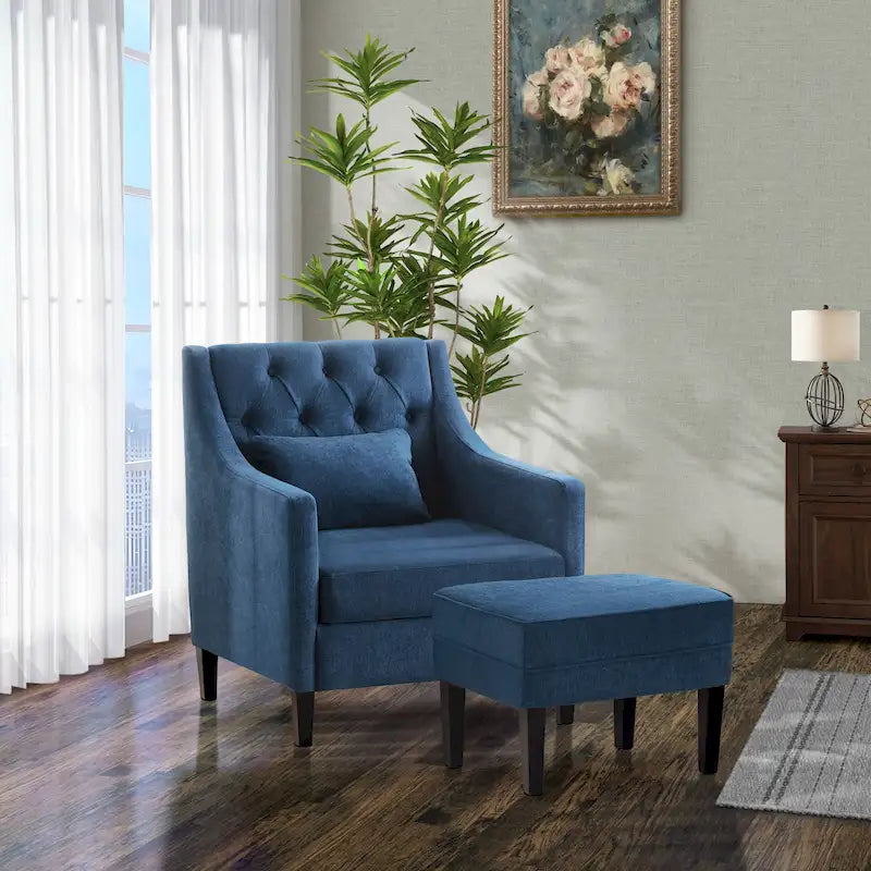 Arm Chair Comfy Club Chair with Ottoman and Pillow