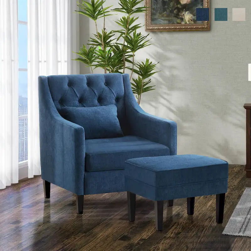 Arm Chair Comfy Club Chair with Ottoman and Pillow