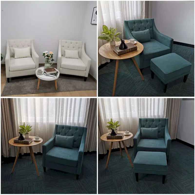 Arm Chair Comfy Club Chair with Ottoman and Pillow