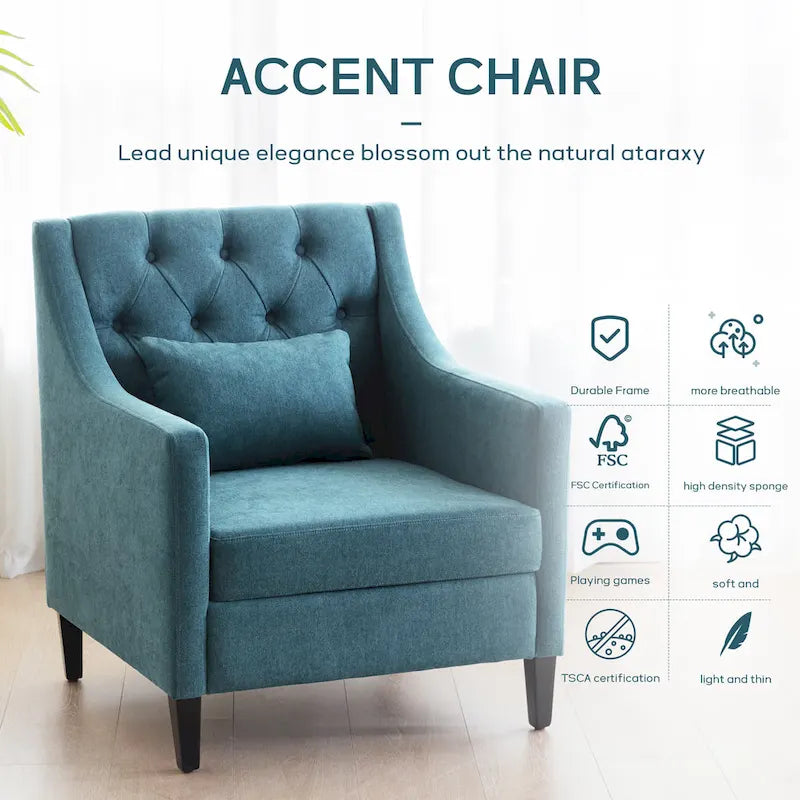 Arm Chair Comfy Club Chair with Ottoman and Pillow