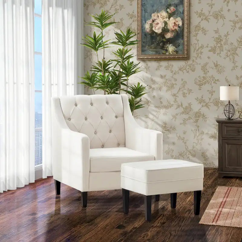 Arm Chair Comfy Club Chair with Ottoman and Pillow