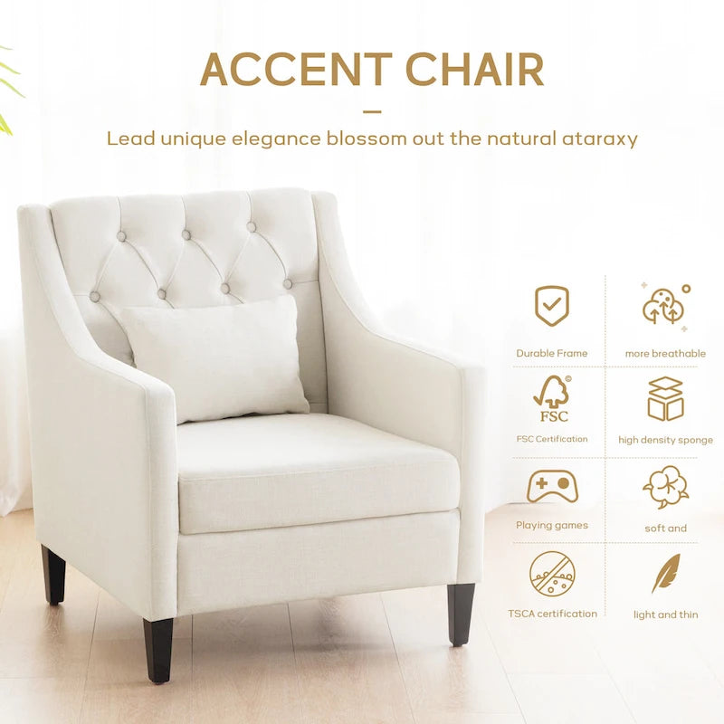 Arm Chair Comfy Club Chair with Ottoman and Pillow