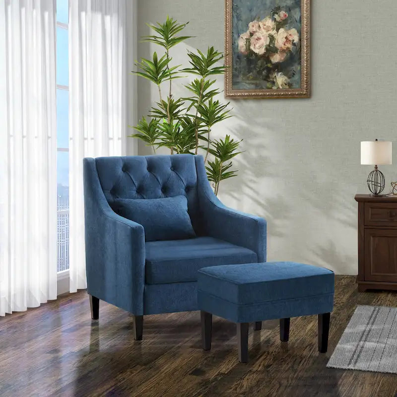 Arm Chair Comfy Club Chair with Ottoman and Pillow