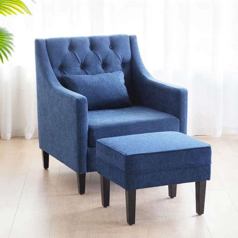 Arm Chair Comfy Club Chair with Ottoman and Pillow