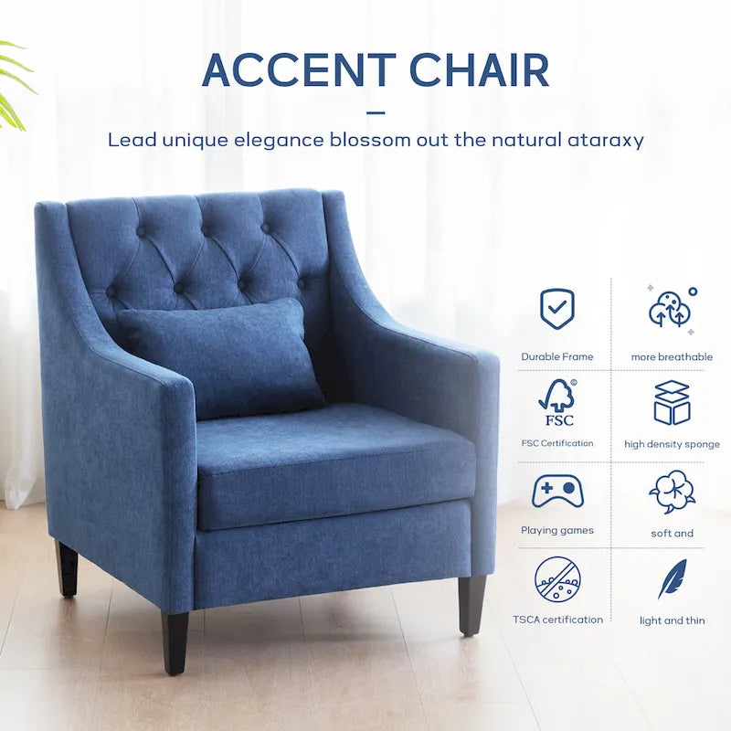 Arm Chair Comfy Club Chair with Ottoman and Pillow