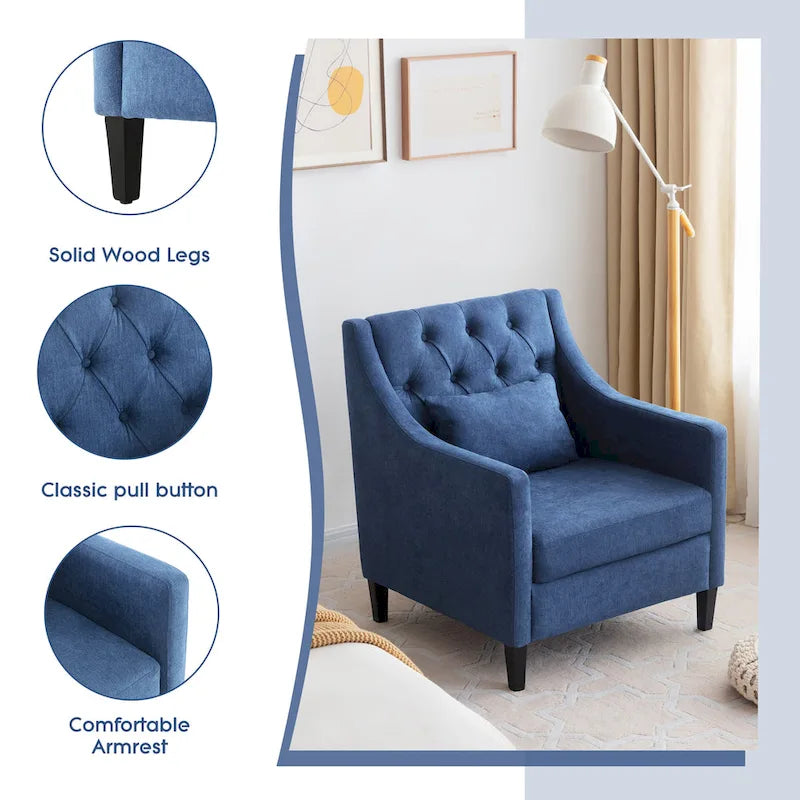 Arm Chair Comfy Club Chair with Ottoman and Pillow