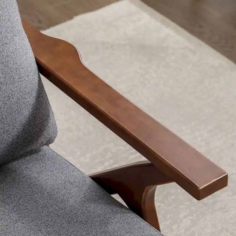 Upholstered Leather Accent Armhair with Solid Wood Frame and Removable Cushions