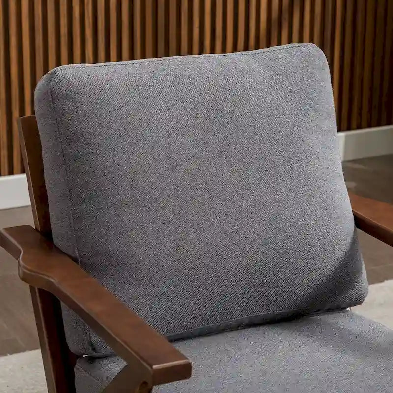 Upholstered Leather Accent Armhair with Solid Wood Frame and Removable Cushions