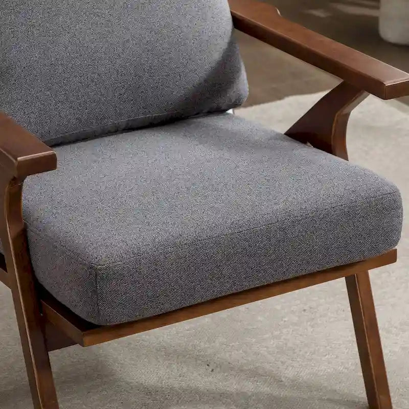 Upholstered Leather Accent Armhair with Solid Wood Frame and Removable Cushions