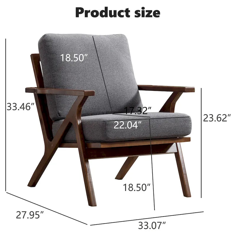 Upholstered Leather Accent Armhair with Solid Wood Frame and Removable Cushions