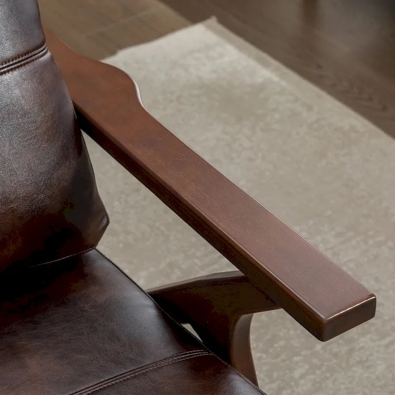 Upholstered Leather Accent Armhair with Solid Wood Frame and Removable Cushions