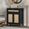 Farmhouse Rattan Sideboard Storage Cabinet with Drawer - N/A