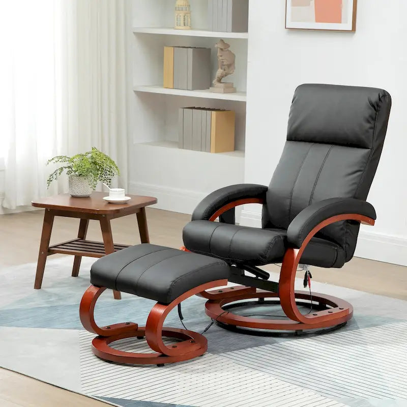 Recliner Chair with Ottoman, Electric Faux Leather Recliner