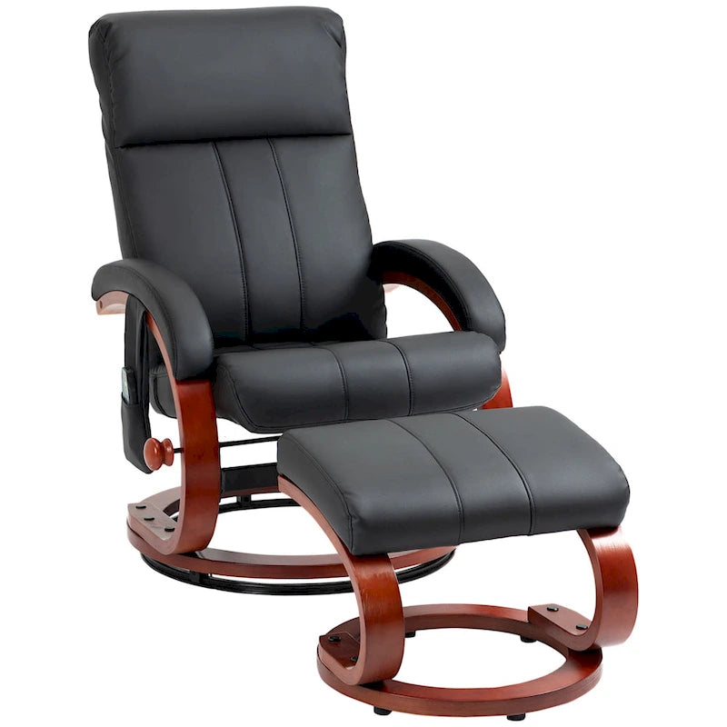 Recliner Chair with Ottoman, Electric Faux Leather Recliner