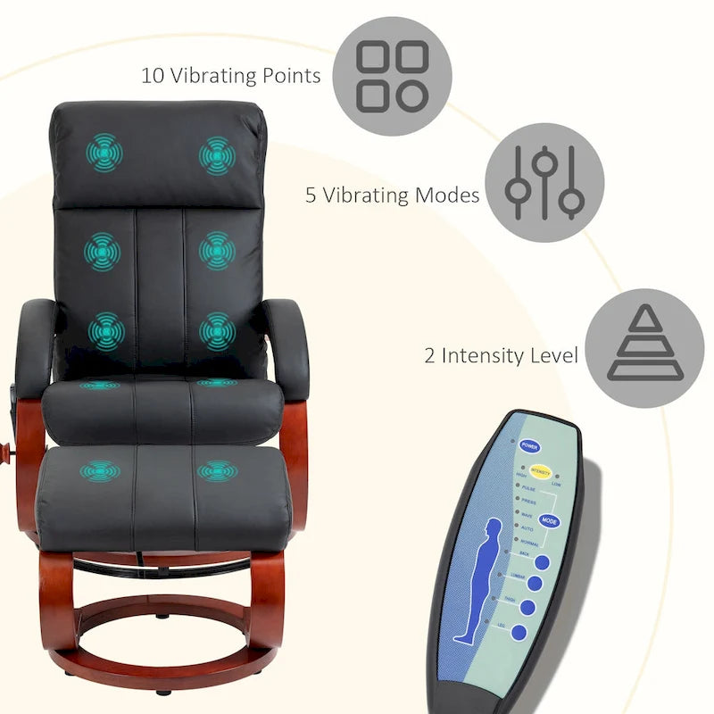 Recliner Chair with Ottoman, Electric Faux Leather Recliner