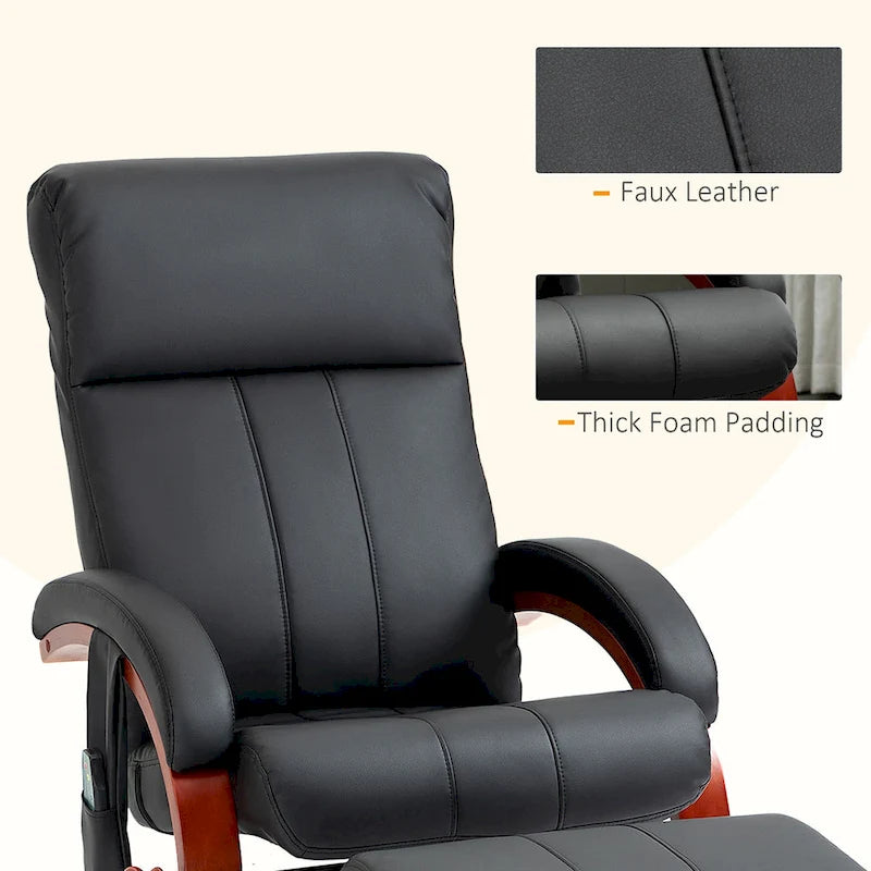 Recliner Chair with Ottoman, Electric Faux Leather Recliner