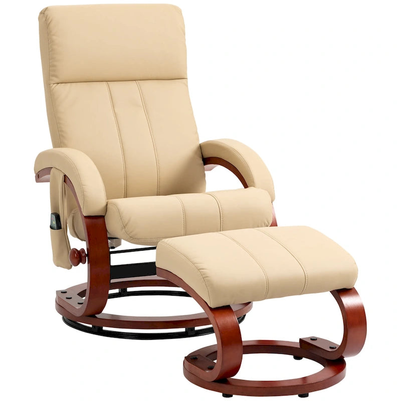 Recliner Chair with Ottoman, Electric Faux Leather Recliner