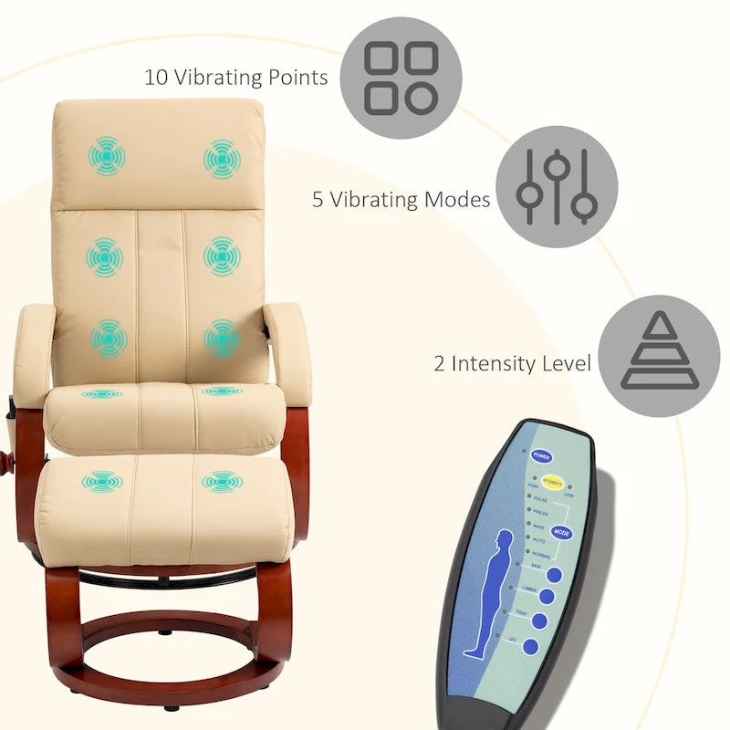 Recliner Chair with Ottoman, Electric Faux Leather Recliner