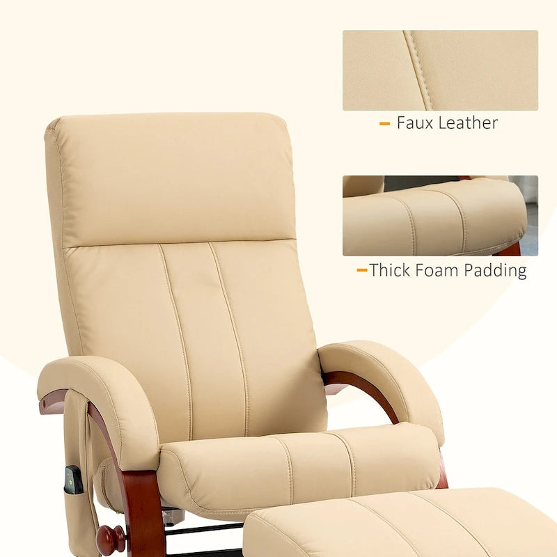 Recliner Chair with Ottoman, Electric Faux Leather Recliner