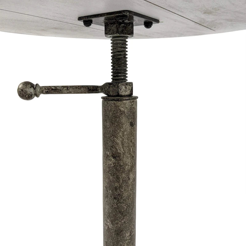 Adjustable Vintage Table - Natural Driftwood Top - Aged Iron Base