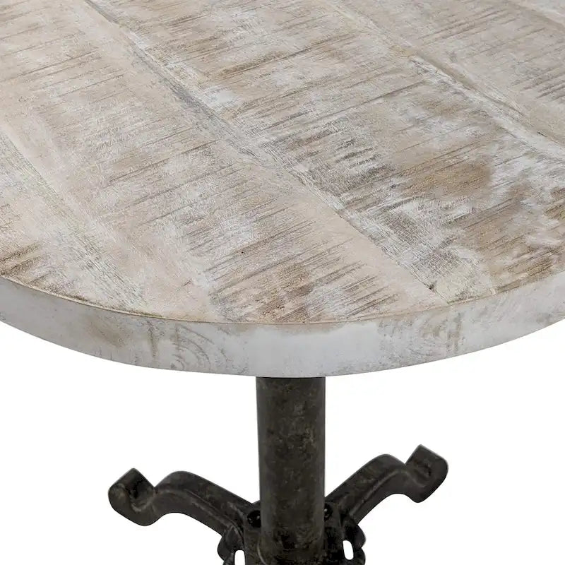 Adjustable Vintage Table - Natural Driftwood Top - Aged Iron Base