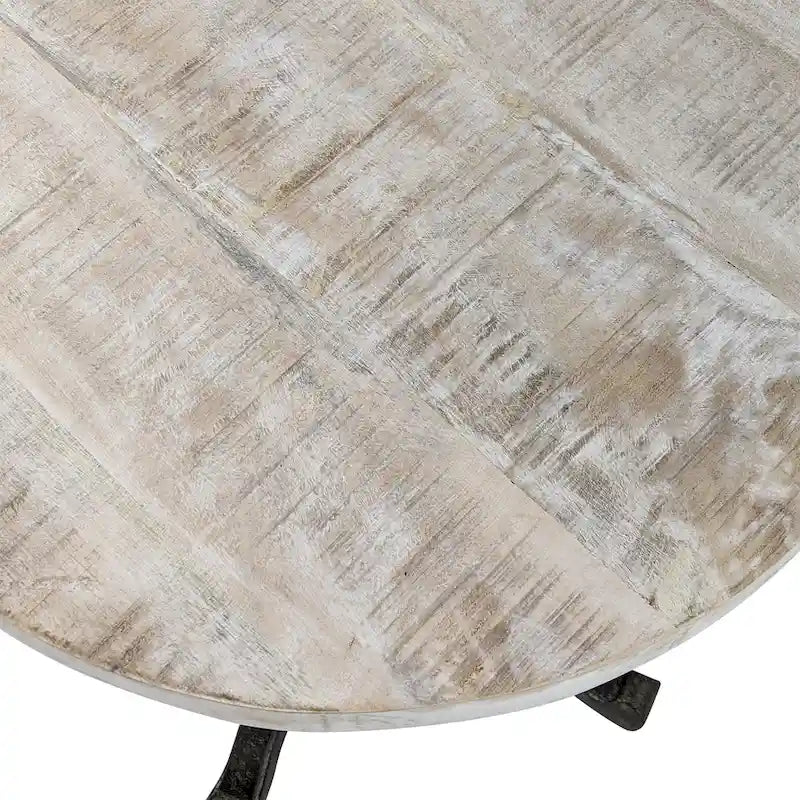 Adjustable Vintage Table - Natural Driftwood Top - Aged Iron Base