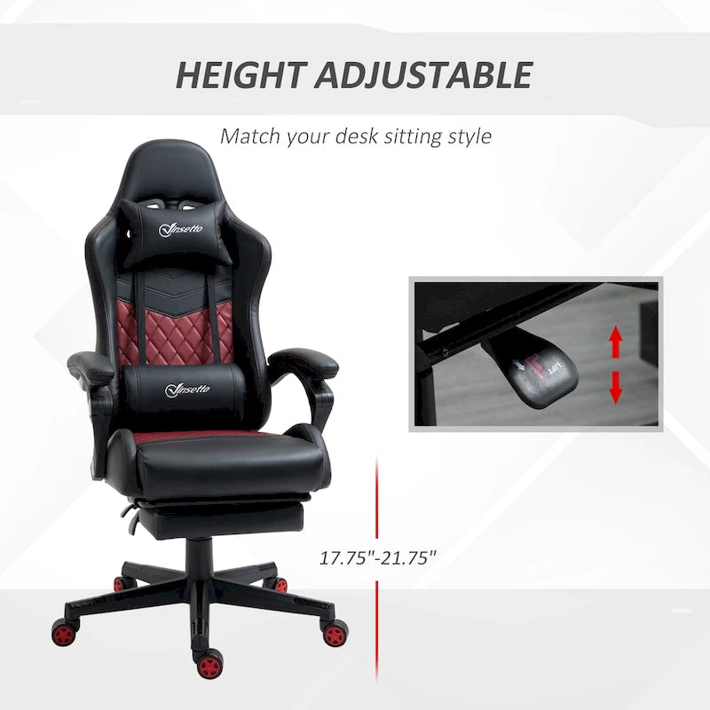 Gaming Chair Racing Style Office Ergonomic Chair Adjustable Height Swivel Recliner High Back PC Computer Desk Chair