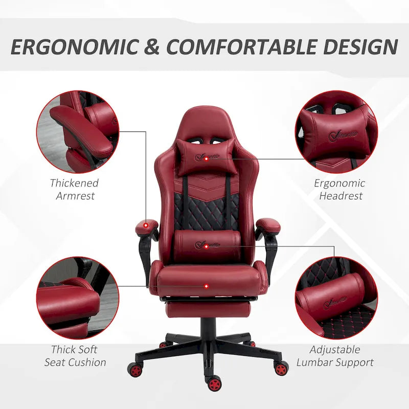 Gaming Chair Racing Style Office Ergonomic Chair Adjustable Height Swivel Recliner High Back PC Computer Desk Chair