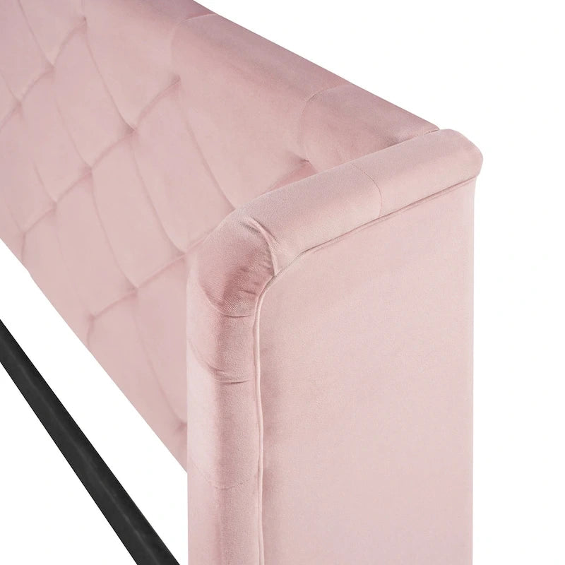 Queen Size Upholstered Platform Bed with Wingback Headboard and a Big Drawer