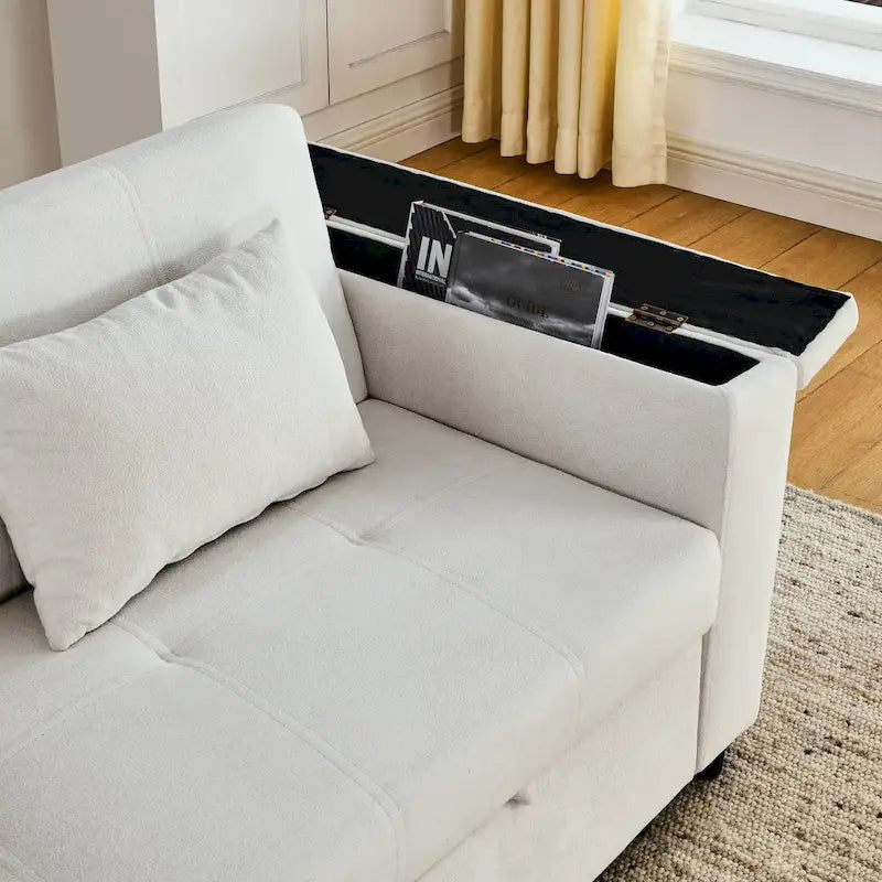 54 Pull-Out Sleeper Sofa Bed Double Seat Recliner Sofa Bed with Armrests with Storage and Side Pockets, Adjustable Backrest and