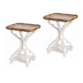 Set of 2 Rustic Farmhouse Tray Top End Table