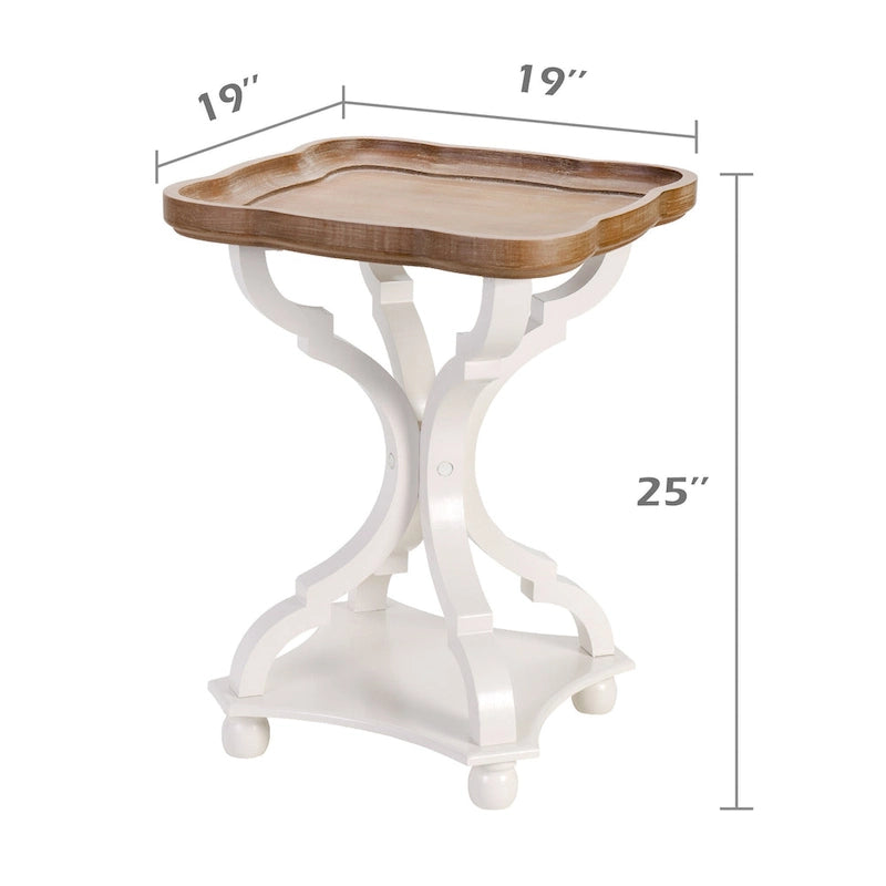 Set of 2 Rustic Farmhouse Tray Top End Table