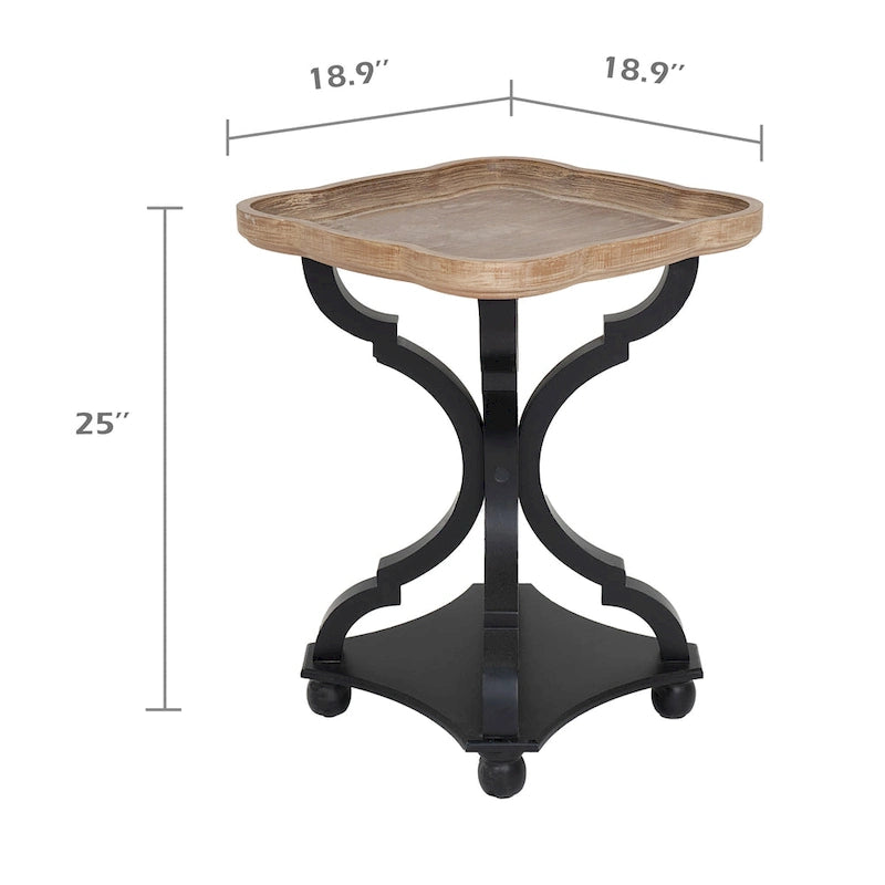 Set of 2 Rustic Farmhouse Tray Top End Table