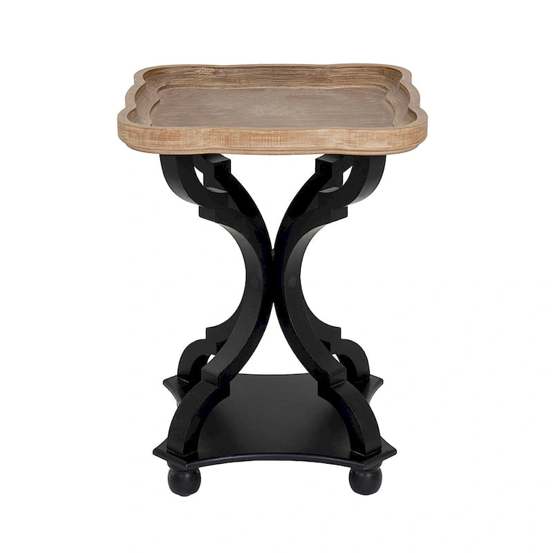 Set of 2 Rustic Farmhouse Tray Top End Table