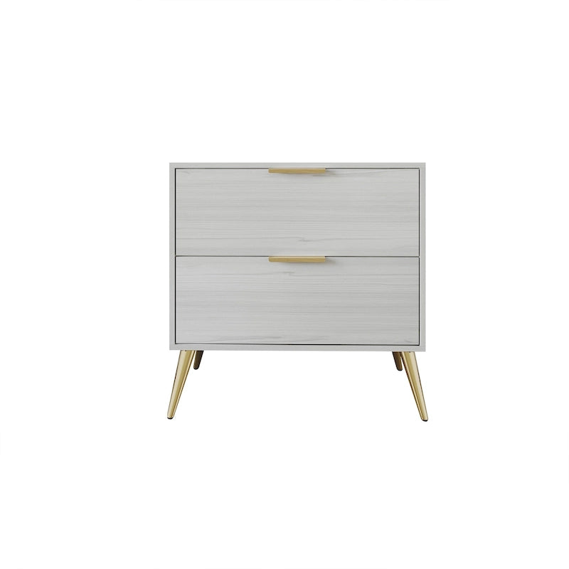 Contemporary 2-Drawers Wooden Nightstand