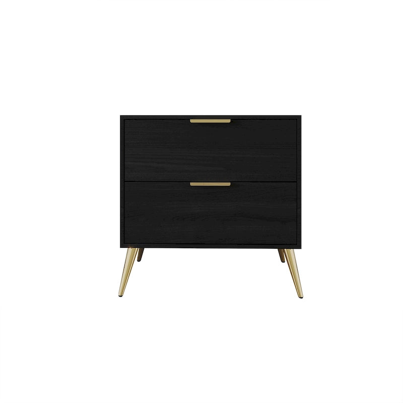 Contemporary 2-Drawers Wooden Nightstand