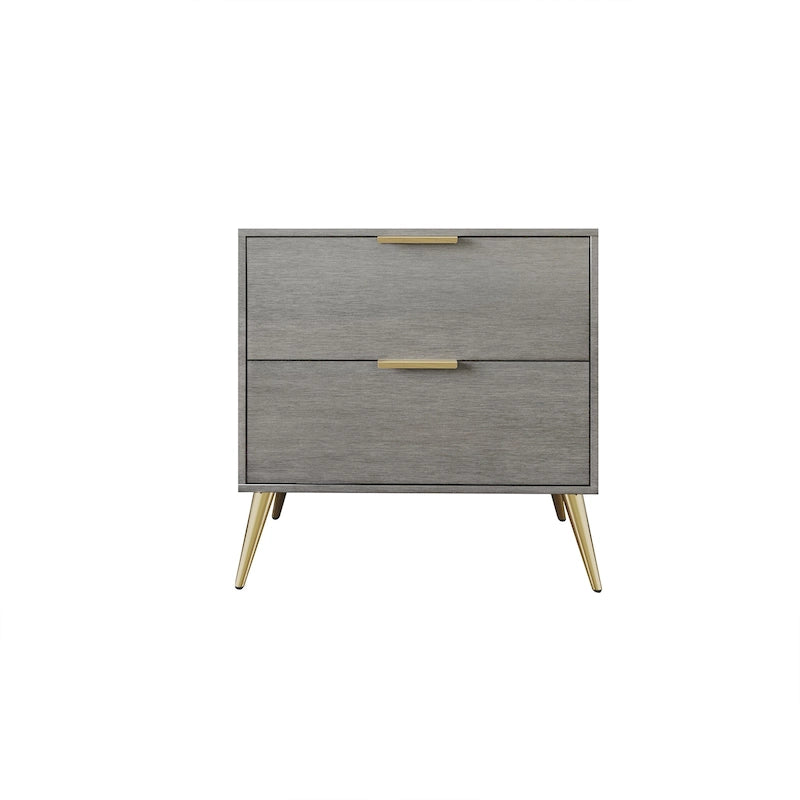 Contemporary 2-Drawers Wooden Nightstand