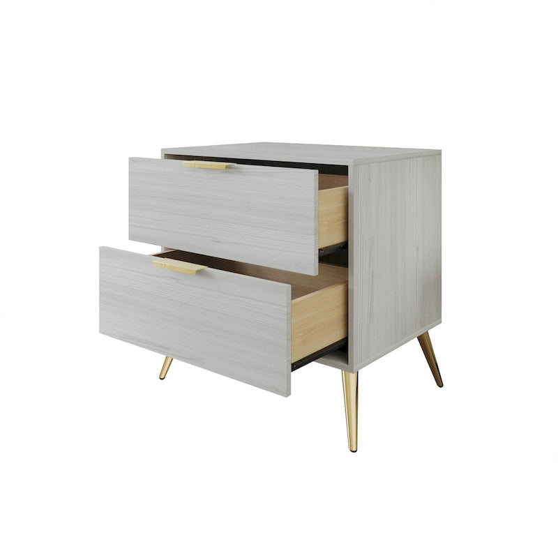Contemporary 2-Drawers Wooden Nightstand