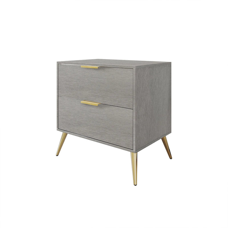 Contemporary 2-Drawers Wooden Nightstand