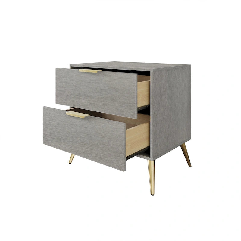 Contemporary 2-Drawers Wooden Nightstand