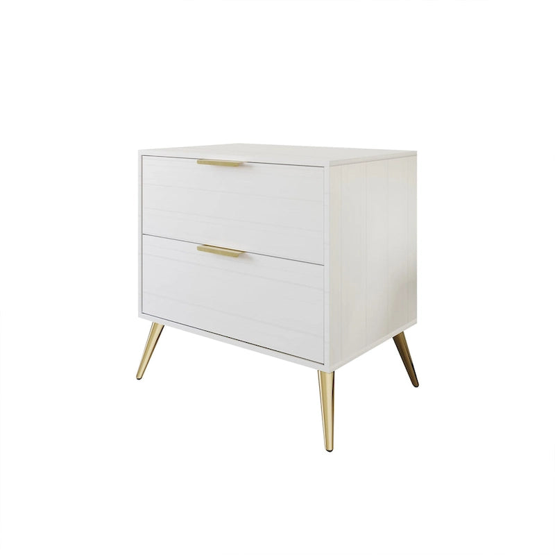 Contemporary 2-Drawers Wooden Nightstand