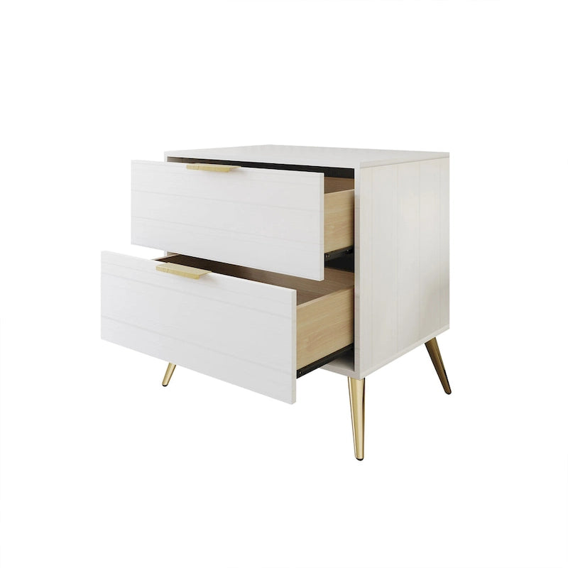 Contemporary 2-Drawers Wooden Nightstand