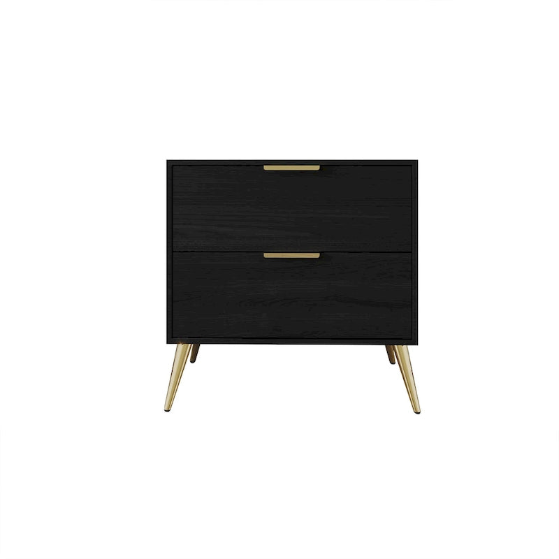 Contemporary 2-Drawers Wooden Nightstand