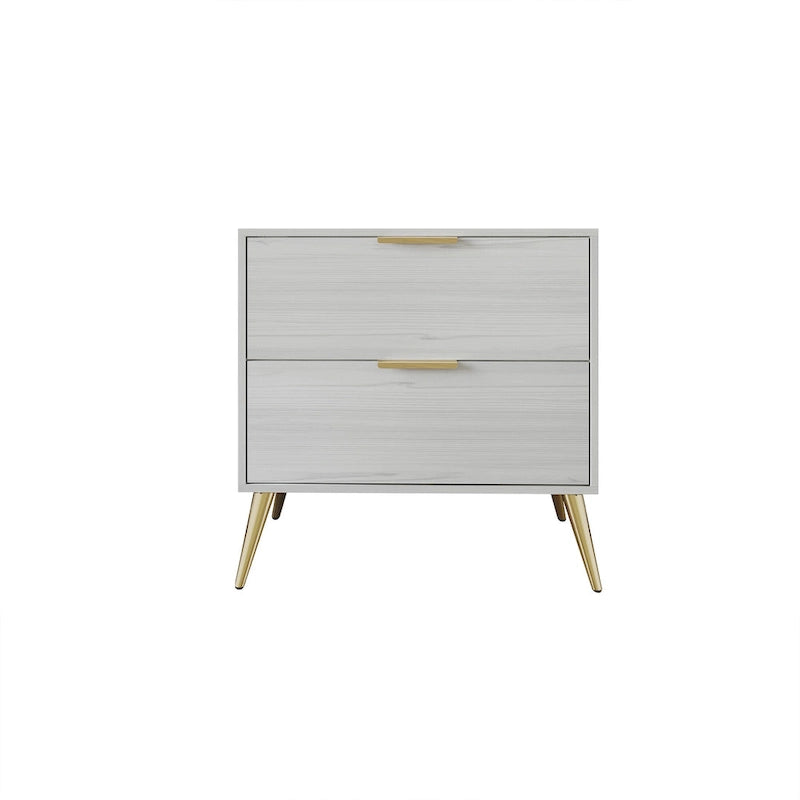 Contemporary 2-Drawers Wooden Nightstand