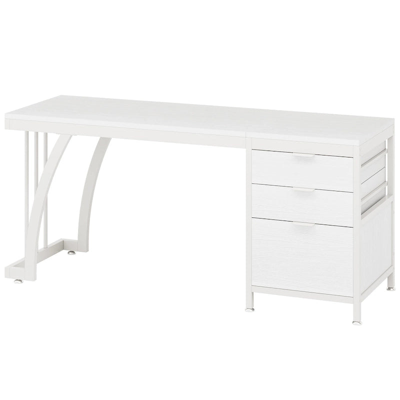 59-inch Wood/ Metal Computer Desk Writing Table with 3 Reversible Drawers