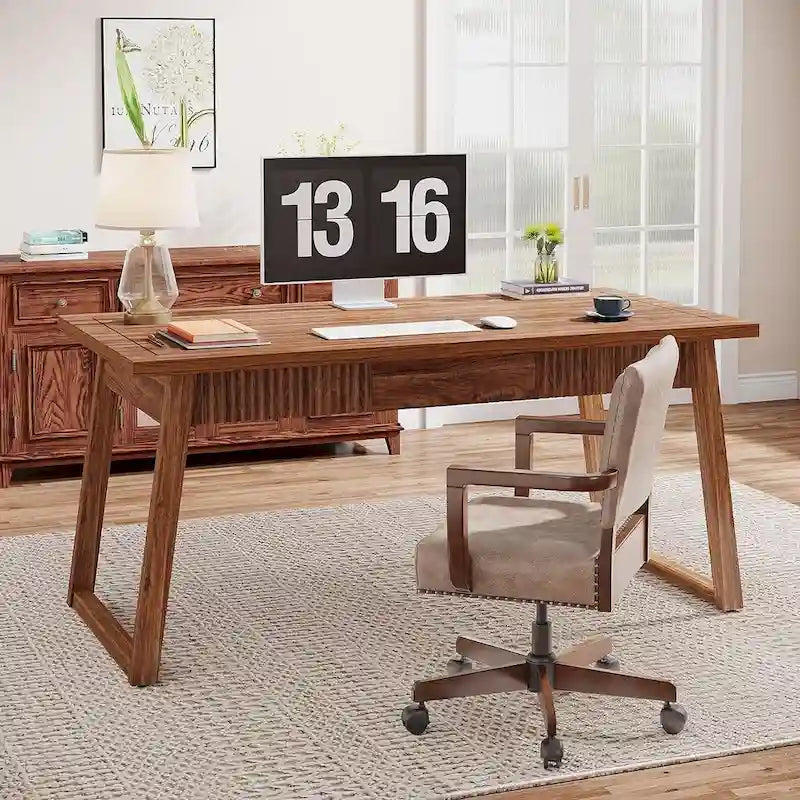 Home Office Executive Desk Solid Wood Computer Desk with Drawer