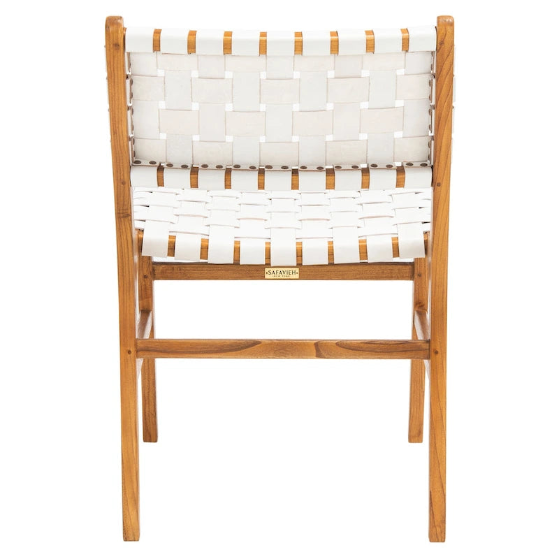 Woven Leather Dining Chair - Cognac / Natural - 20Wx22Dx33H