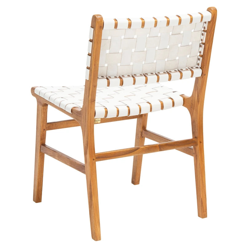 Woven Leather Dining Chair - Cognac / Natural - 20Wx22Dx33H