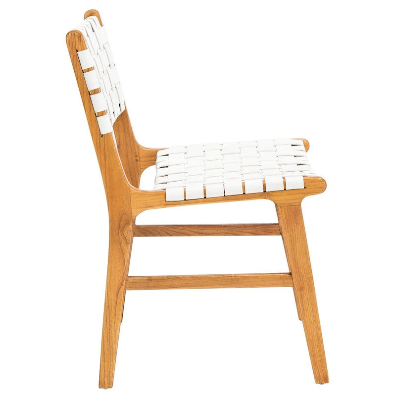 Woven Leather Dining Chair - Cognac / Natural - 20Wx22Dx33H